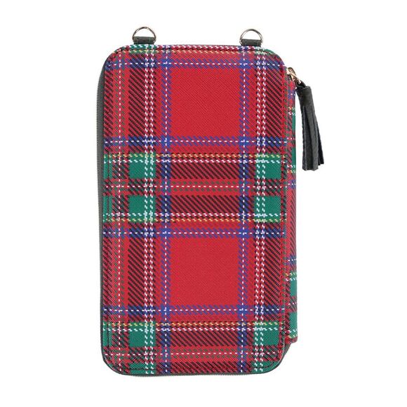 Buxton Women's Tartan Plaid Printed Vegan Leather Everywhere Wallet - Picture 3 of 6